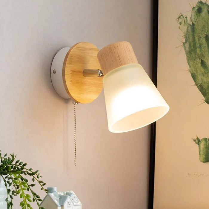 Applique murale LED design en bois et verre