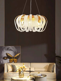 Lustre Nordique Moderne en Cristal avec LED et Glands Lumineux