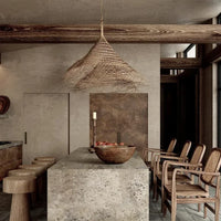 Suspension LED en bambou vintage