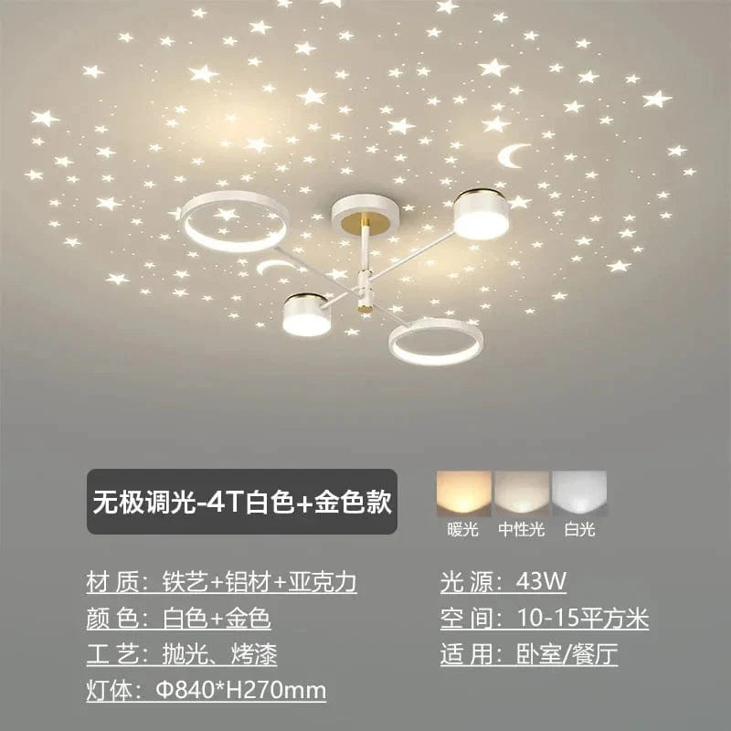 Lustre romantique étoilé moderne à 6 lumières créatif 2024 - Collection Stella Glow