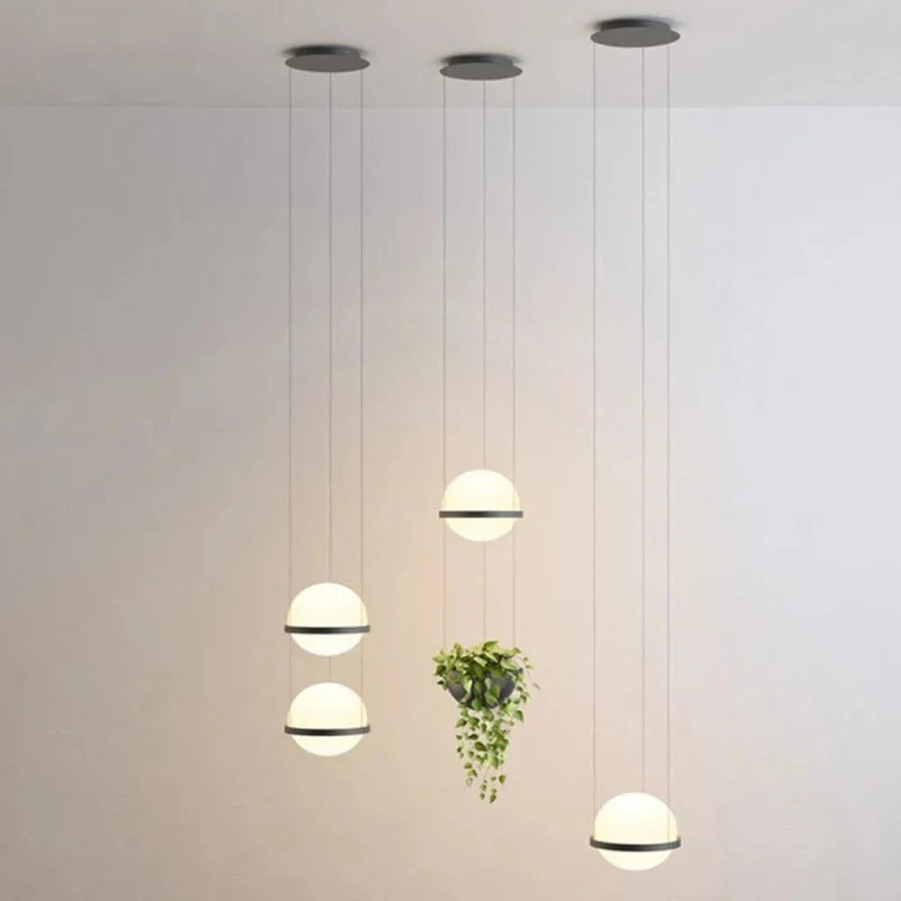 Lustre Moderne DIY LED avec Pot de Fleurs pour un Jardin Céleste