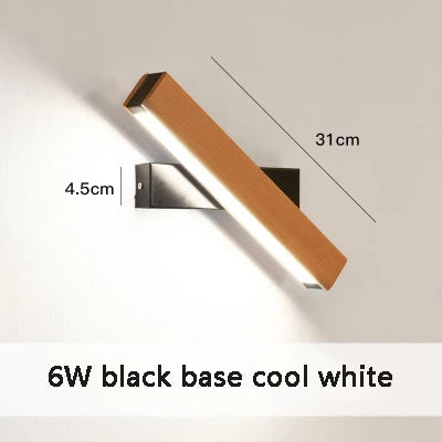 Applique murale rotative nordique en bois massif LED ajustable