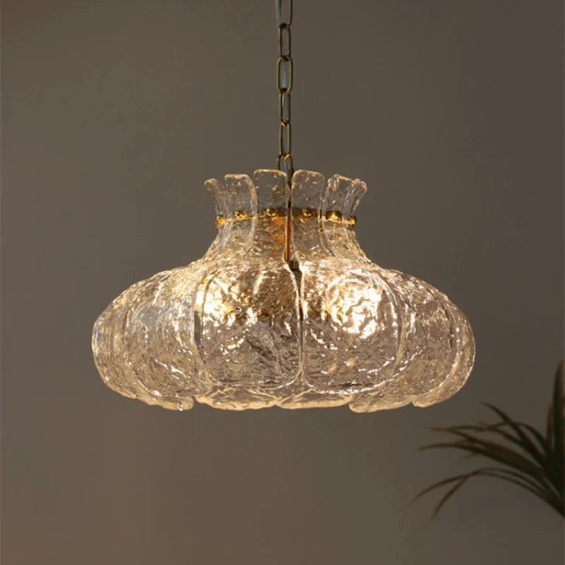 Lustre rétro nordique en cuivre et verre - Design vintage de luxe