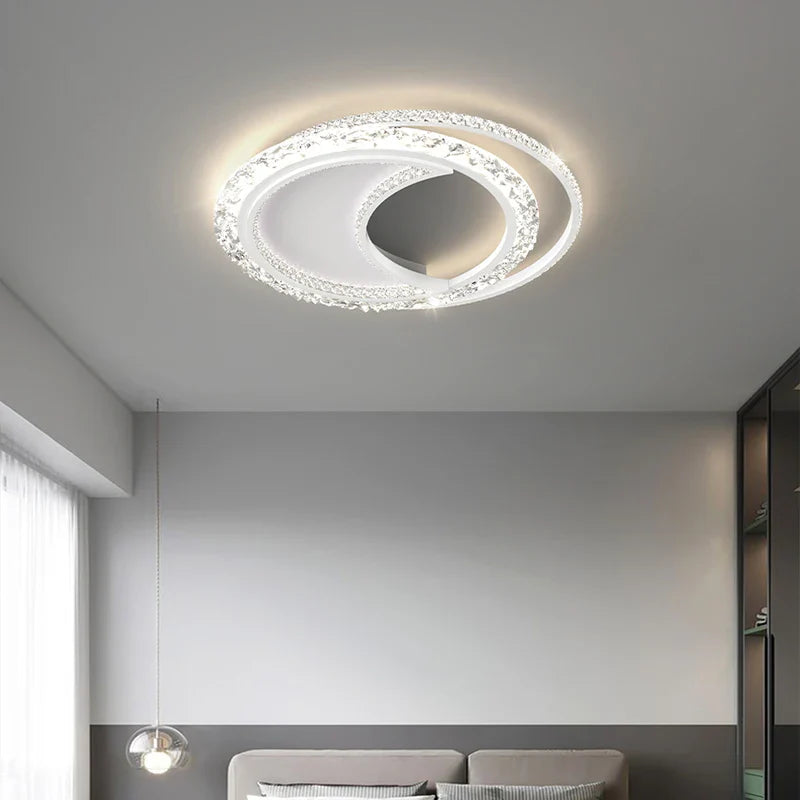 Lustre nordique minimaliste en acrylique LED or moderne - Édition Prestige