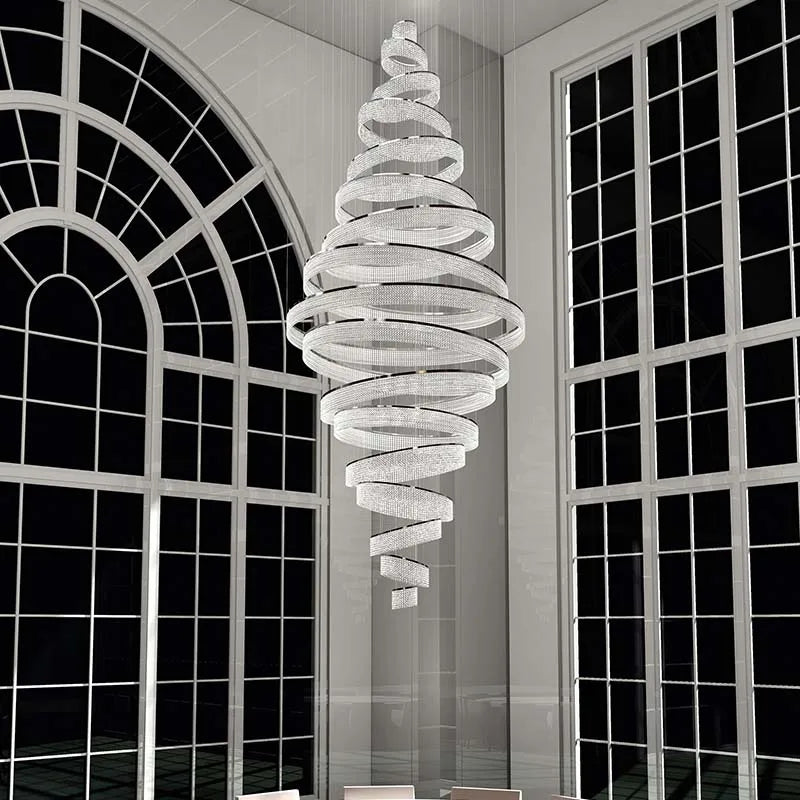 Lustre LED en Cristal pour Escalier de Luxe