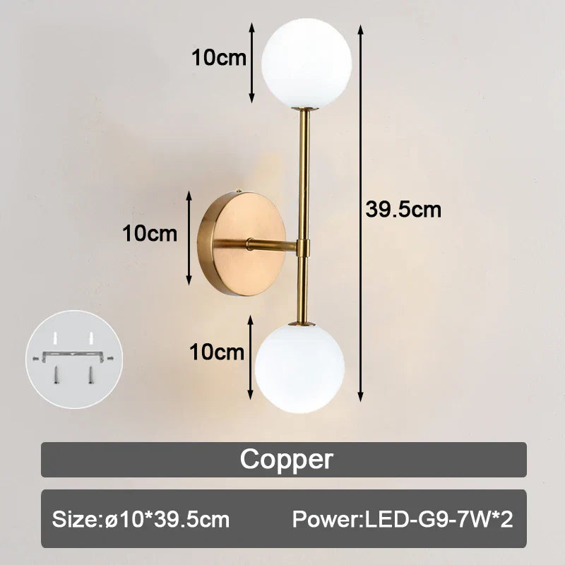 Applique murale LED en verre givré pour intérieur