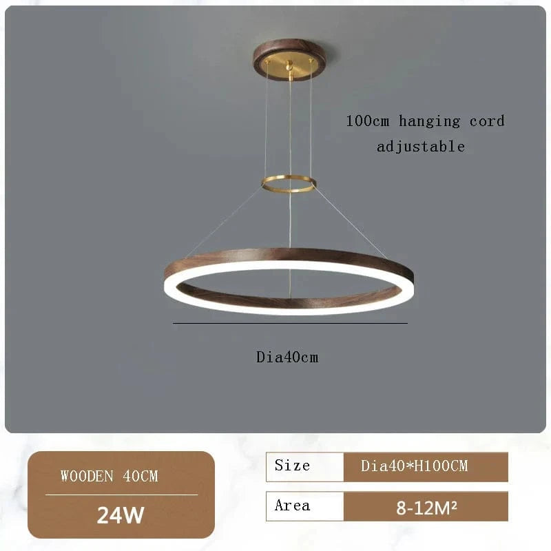 Lustre Moderne en Bois Massif avec Lumières LED de 2024