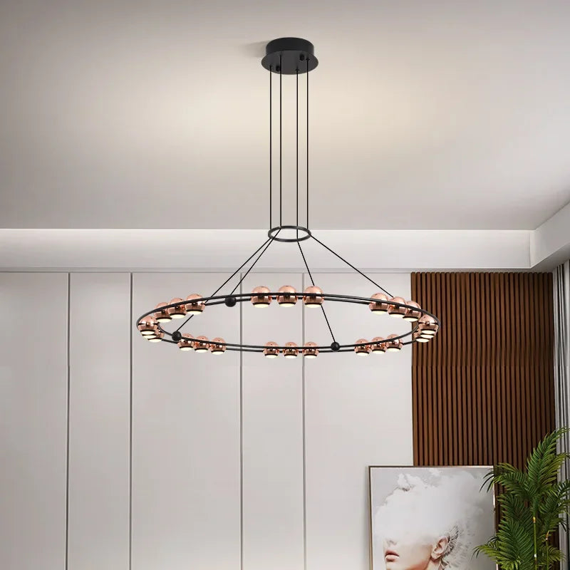 Lustre Nordique Moderne LED Circulaire De Luxe Haricot Duplex