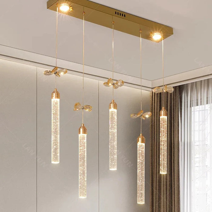 Suspension luxueuse en cristal.