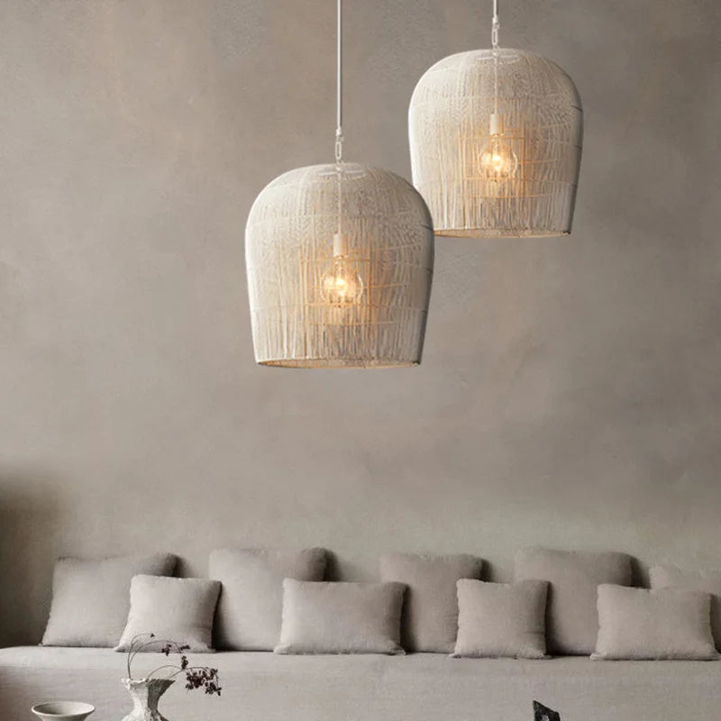 Suspension japonaise Wabi Sabi en rotin artisanal