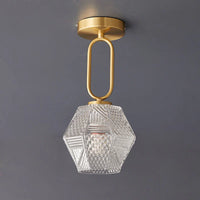 Plafonnier japonais en verre doré