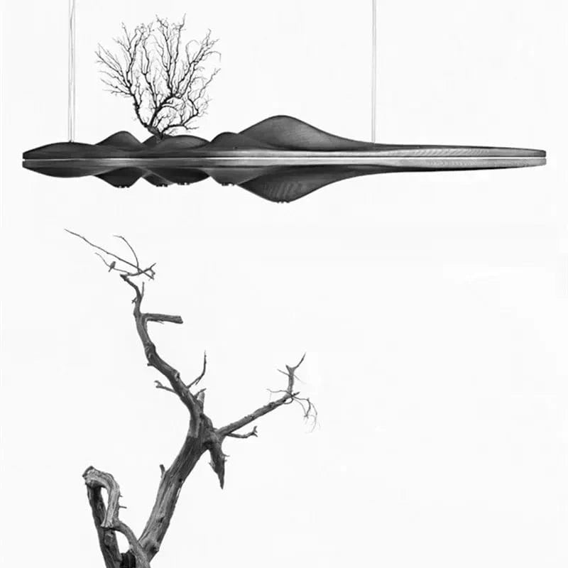 Lustre nordique moderne en résine de bois massif pour un éclairage décoratif intérieur