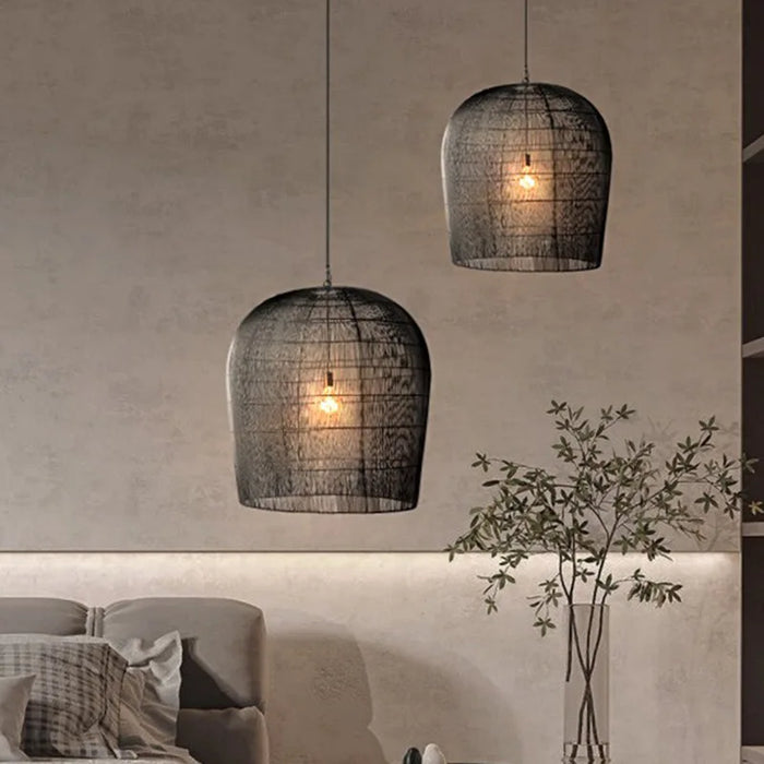 Suspension japonaise Wabi Sabi en rotin artisanal