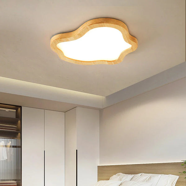 Plafonnier Nordik avec Grain de Bois Doré Moderne à LEDs