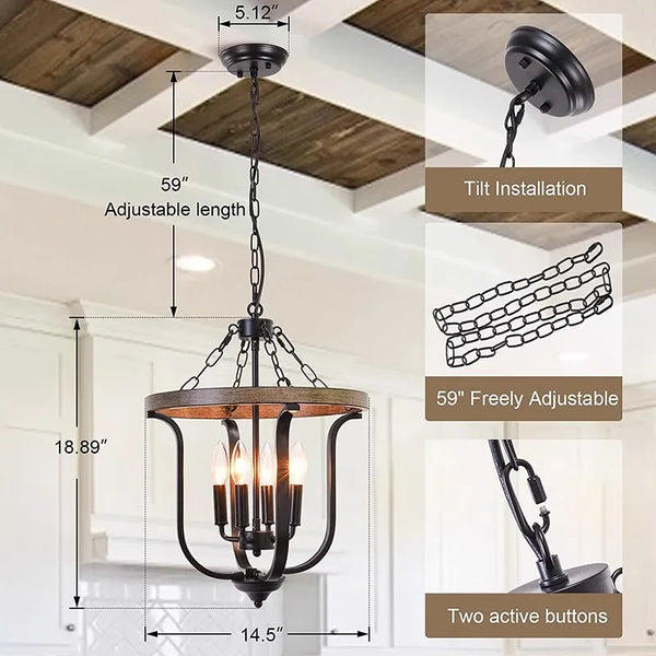 Lustre en fer américain moderne - Éclairage de bougie rétro