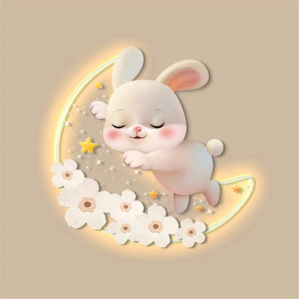 Fraise Lapin - Lampe Murale LED Acrylique pour Chambre Enfants