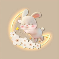 Fraise Lapin - Lampe Murale LED Acrylique pour Chambre Enfants