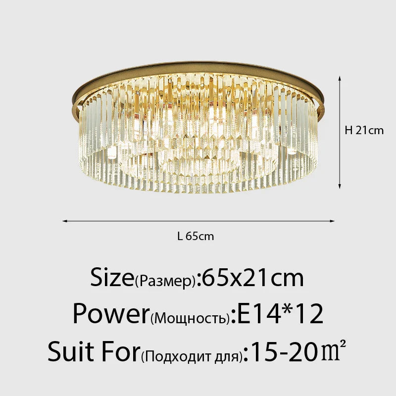 Lustre en Cristal LED Moderne Américain pour Salon Salle à Manger Villa