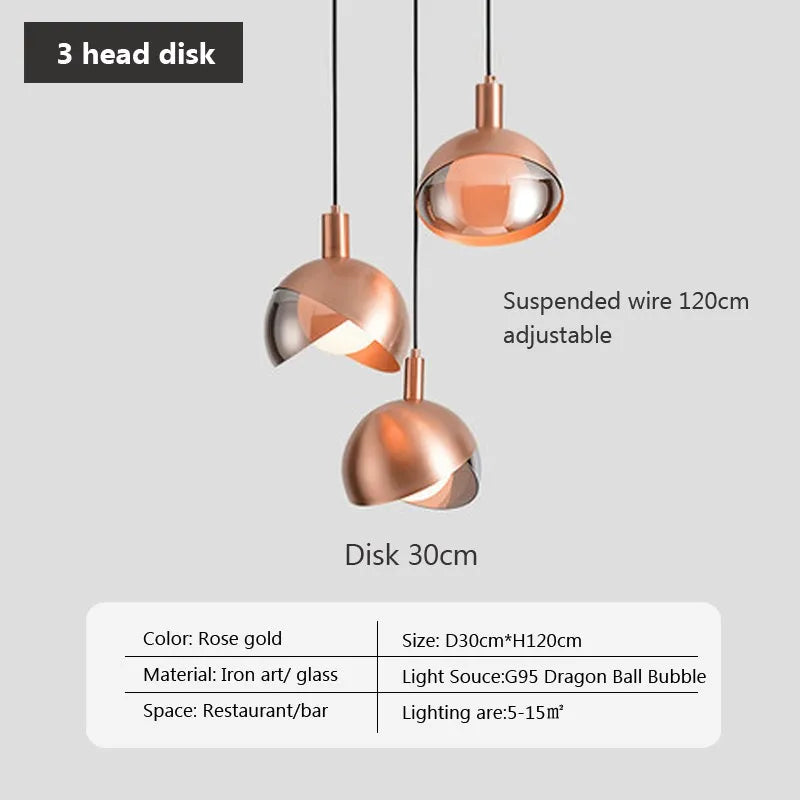Suspension LED nordique en verre royal