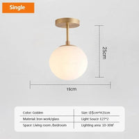 Plafonnier LED Nordique en Verre Boule Créative Dorée - Collection Scandinave