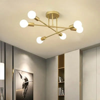 Lustre LED Moderne Chic en Noir, Blanc et Or