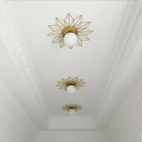 Plafonnier Doré Luxe Nordique Feuille de Lotus - Montage en Surface