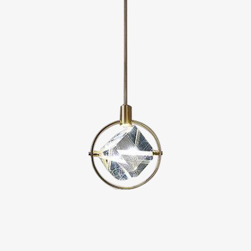 Suspension LED Luxury avec rond doré et cristal de verre