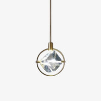 Suspension LED Luxury avec rond doré et cristal de verre