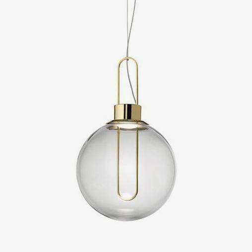 Boule de verre et socle chromé: Suspension Design