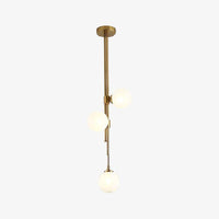 Suspension tube doré avec boules en verre contemporain