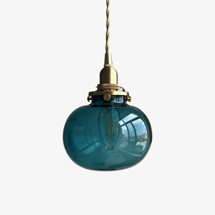 Suspension Boule Ovale Verre Fumé Coloré en Laiton