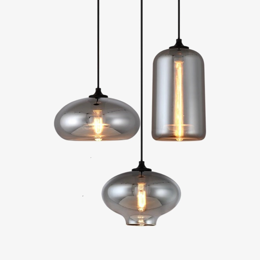 Suspension LED en verre design avec ampoule industrielle