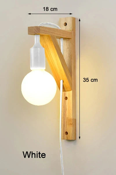 Applique murale en bois massif avec design créatif et câble minimaliste