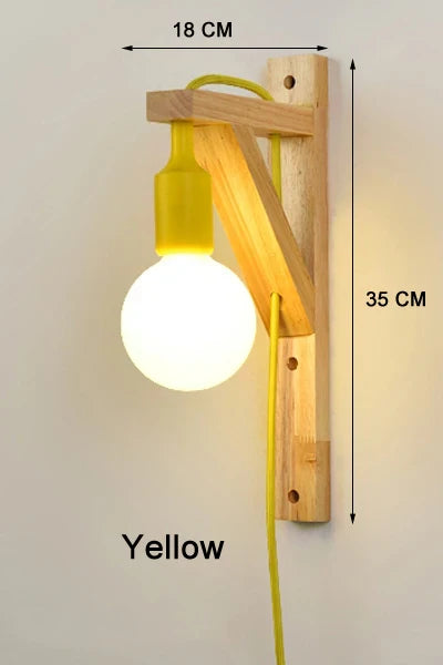 Applique murale en bois massif avec design créatif et câble minimaliste