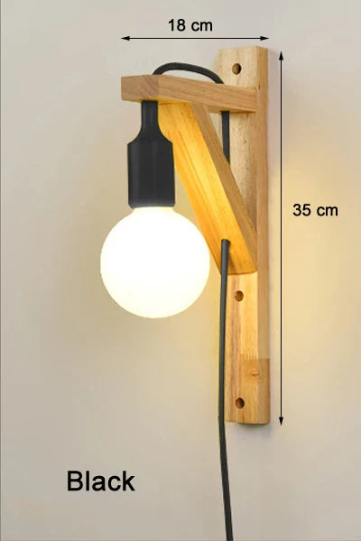 Applique murale en bois massif avec design créatif et câble minimaliste