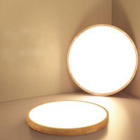 Plafonnier LED en bois rond ultra-fin