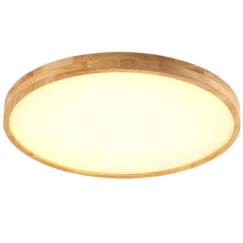 Plafonnier LED en bois rond ultra-fin