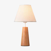 Lampe à poser LED modern en bois avec abat-jour blanc - DecoWood
