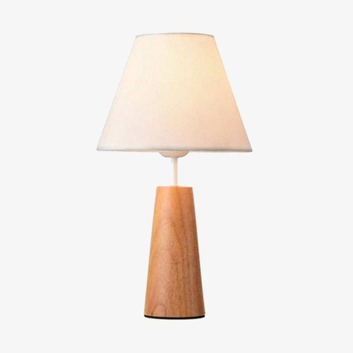Lampe à poser LED modern en bois avec abat-jour blanc - DecoWood