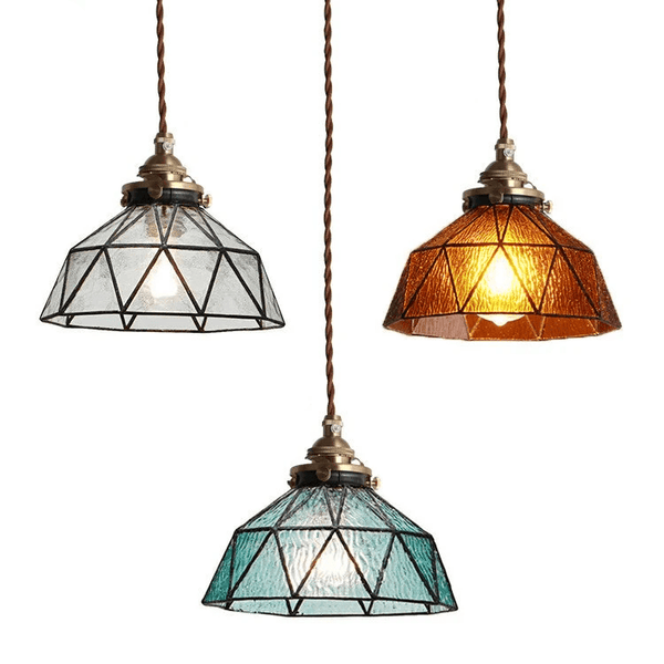 Suspension design LED en verre vintage coloré