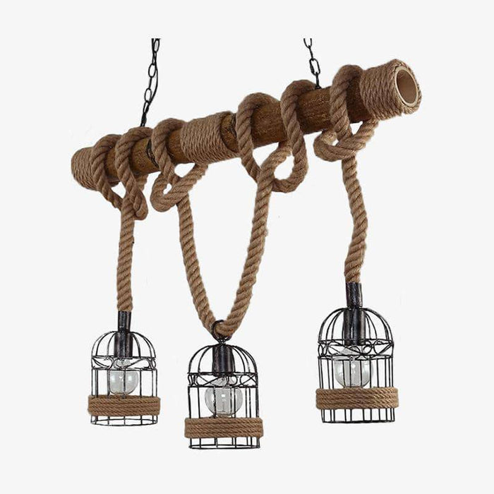Luminaire Rustic Wood & Metal LED Suspension
