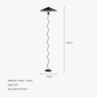 Abat-jour LED en tissu plissé nordique - Collection Lumina | Marco Lucetti H 150cm / Noir / Lumière blanche