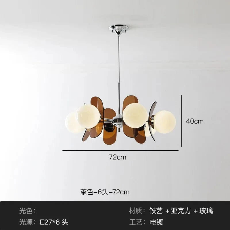 Acrylic Bean-Shaped Suspension | Marco Lucetti Marron 6 têtes / Blanc froid