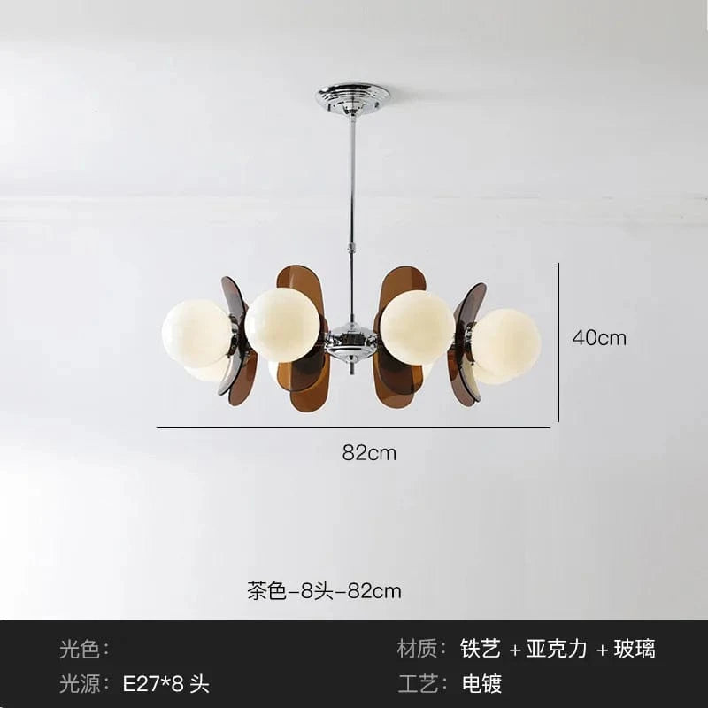 Acrylic Bean-Shaped Suspension | Marco Lucetti Marron 8 têtes / Blanc froid