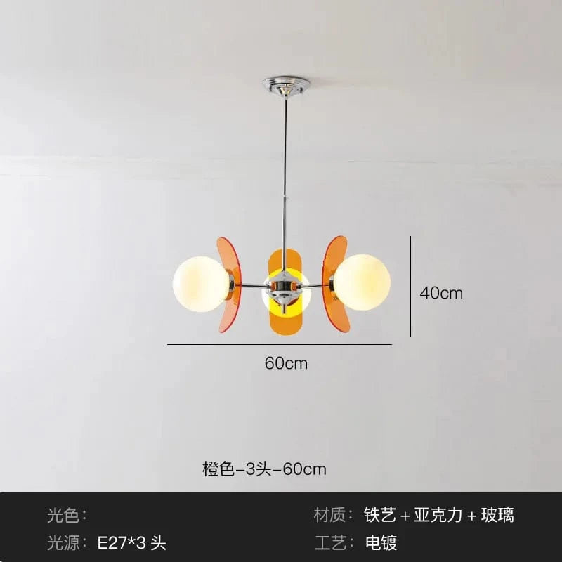 Acrylic Bean-Shaped Suspension | Marco Lucetti Orange 3 têtes / Blanc froid