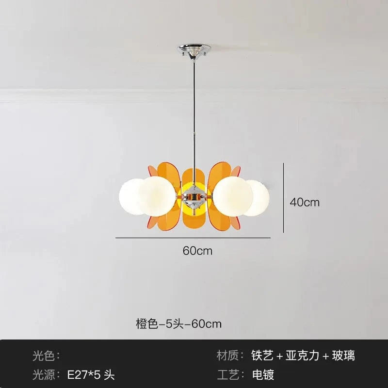 Acrylic Bean-Shaped Suspension | Marco Lucetti Orange 5 têtes / Blanc froid