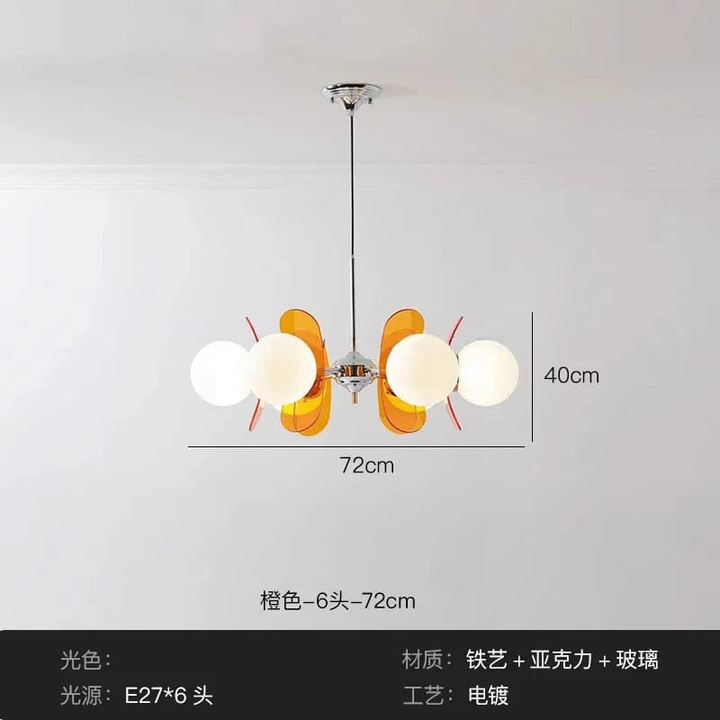 Acrylic Bean-Shaped Suspension | Marco Lucetti Orange 6 têtes / Blanc froid