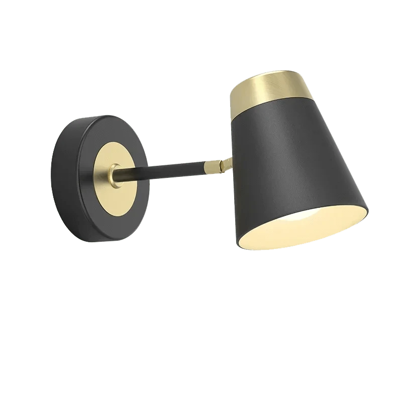 Aisilan - Applique murale de luxe remplaçable 5W E14 - Brossé noir et doré - Anti-éblouissement Rotation - Pour chambre et étude | Marco Lucetti