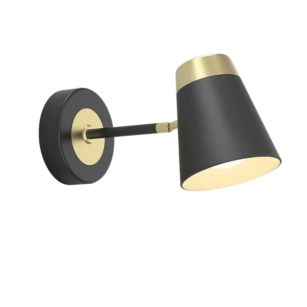 Aisilan - Applique murale de luxe remplaçable 5W E14 - Brossé noir et doré - Anti-éblouissement Rotation - Pour chambre et étude | Marco Lucetti
