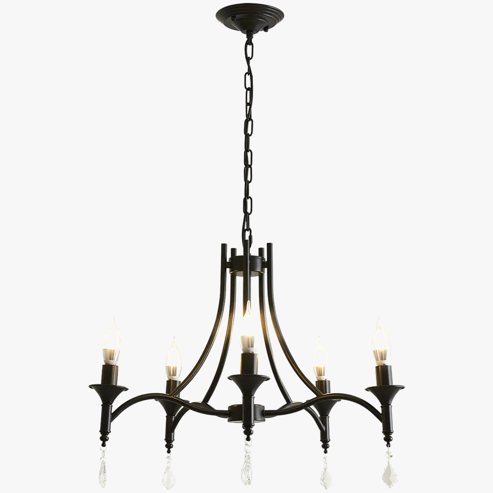 Lustre Exquis en Fer Forgé et Bougies